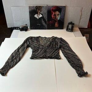 Express sheer animal print crop top 100% silk